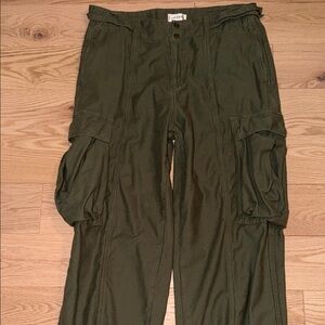 Frame Denim Army Green Cargo Pants utility jeans 32 big pocket boyfriend fit